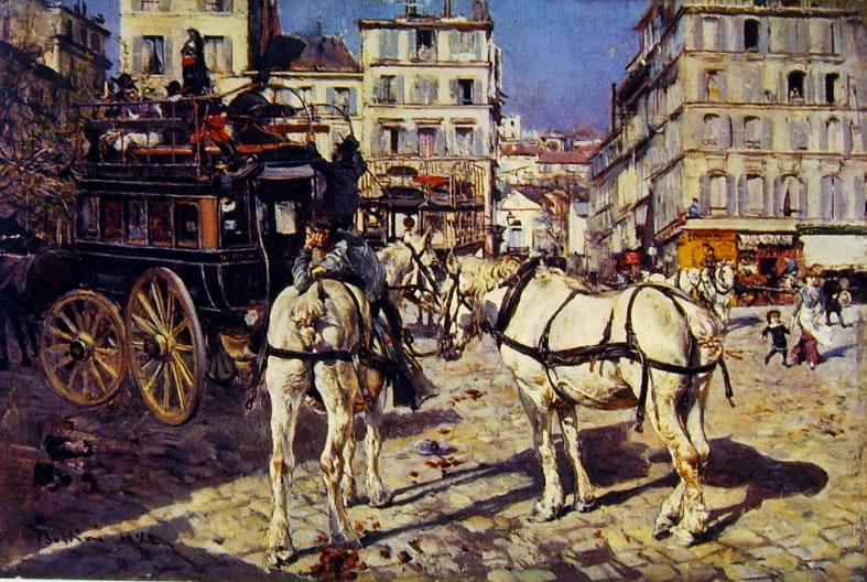 Place Pigalle con due cavalli bianchi - 1882